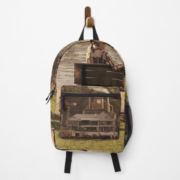 Item preview, Steampunk Victorian Riverfront Landscape - Retro-Futuristic Sci-Fi Art designed and sold by steampunkimages.