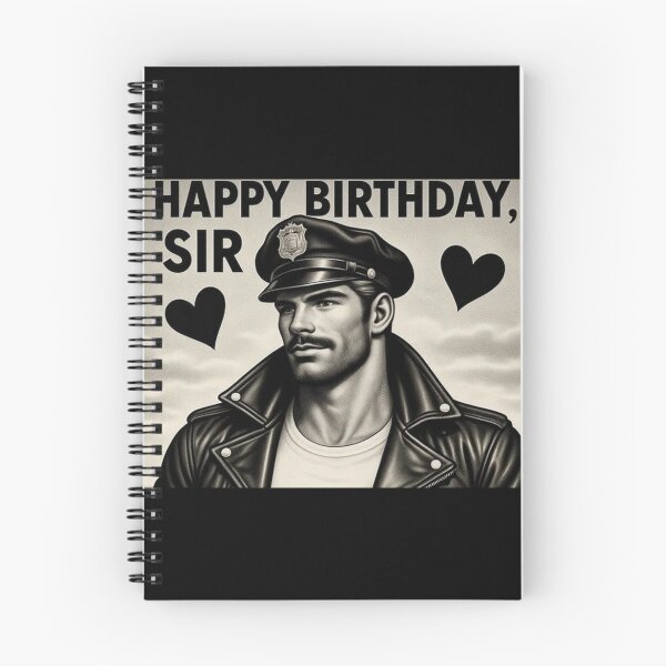 Item preview, Vintage Gay Leather Biker Happy Birthday Sir Gay Pride Graphic Design designed and sold by ItsAKinkThing.
