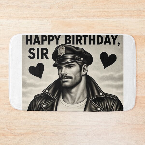 Item preview, Vintage Gay Leather Biker Happy Birthday Sir Gay Pride Graphic Design designed and sold by ItsAKinkThing.