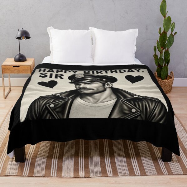 Item preview, Vintage Gay Leather Biker Happy Birthday Sir Gay Pride Graphic Design designed and sold by ItsAKinkThing.