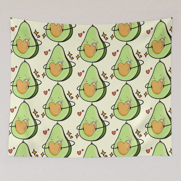 Item preview, Happy Avocado hugging its heart - cute kawaii food character  designed and sold by CuteStuffCo..