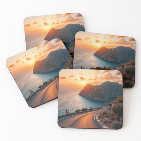 Item preview, Winding Coastal Road Sunset Over Ocean Cliffs designed and sold by Vida e Arte.