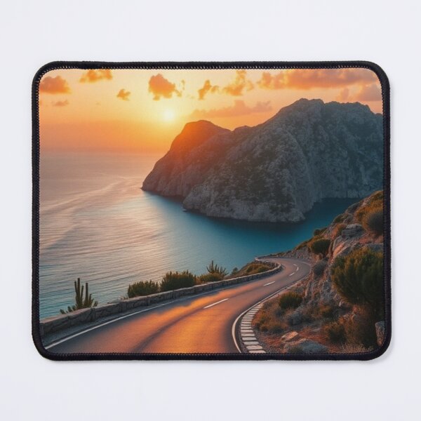 Item preview, Winding Coastal Road Sunset Over Ocean Cliffs designed and sold by Vida e Arte.