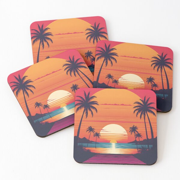 Item preview, Retro Sunset Palm Trees 80s Vintage Aesthetic - 5 designed and sold by RELAX STATION.
