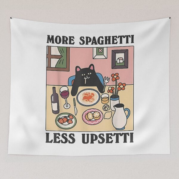 Item preview, More Spaghetti Less Upsetti Funny Cat Eating Spaghetti designed and sold by SHOPATOR.