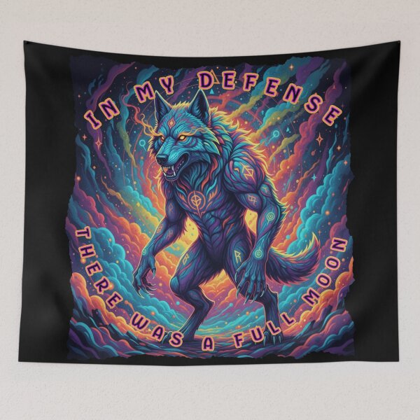 Item preview, Psychedelic Werewolf - In My Defense, There was a Full Moon designed and sold by Shy Fractal Designs.