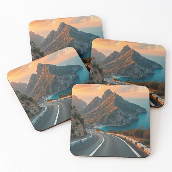 Item preview, Winding Coastal Road Toward Golden Mountain Sunset designed and sold by Vida e Arte.