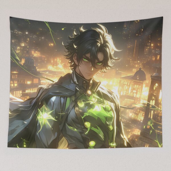 Item preview, Hyakuya Yuuichirou Seraph Of The End Green Aura Guardian In Night City designed and sold by Spraykart.