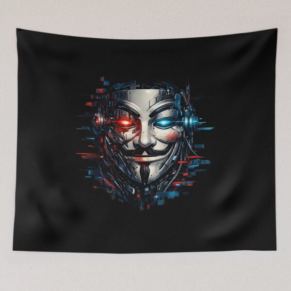 Item preview, Cyberpunk Hacker Mask – Futuristic Anonymous AI Glitch Tech Design designed and sold by JonelCrafts.