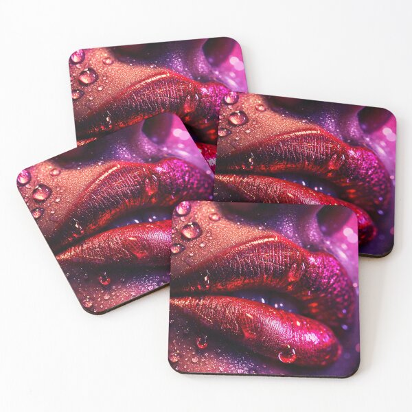 Item preview, Glitter Red Lips Neon Glam Art Print designed and sold by Kaleidoscope Print.