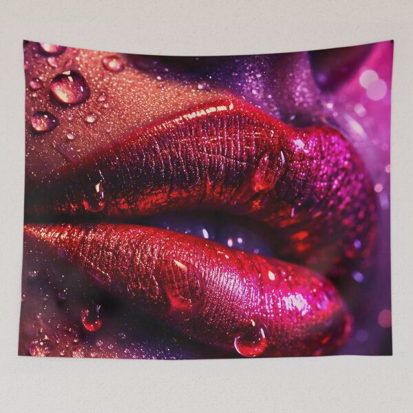 Item preview, Glitter Red Lips Neon Glam Art Print designed and sold by Kaleidoscope Print.