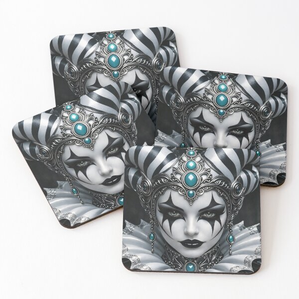 Item preview, Elegant Black and White Harlequin Queen Portrait designed and sold by Kaleidoscope Print.