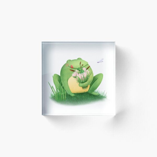 Item preview, Illustration of a frog holding a bouquet of flowers designed and sold by PrettyElk.