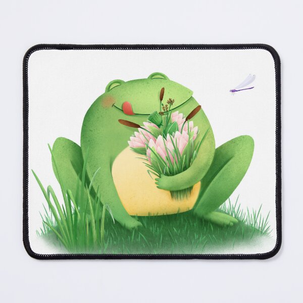 Item preview, Illustration of a frog holding a bouquet of flowers designed and sold by PrettyElk.
