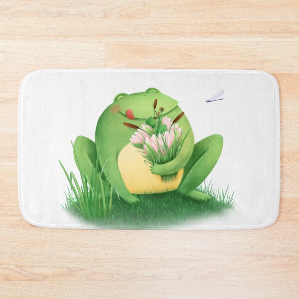 Item preview, Illustration of a frog holding a bouquet of flowers designed and sold by PrettyElk.