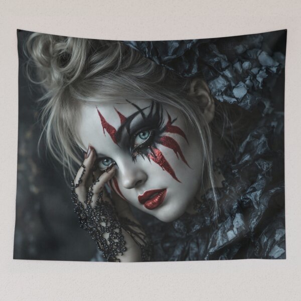 Item preview, Dark Gothic Glam Portrait with Red Face Art designed and sold by Kaleidoscope Print.
