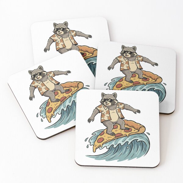 Item preview, Surfing Raccoon on Pizza Slice Ocean Wave designed and sold by k3rstman1.