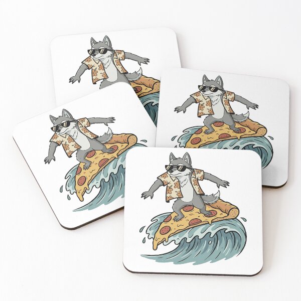 Item preview, Cool Surfing Wolf on Pizza Slice Wave designed and sold by k3rstman1.