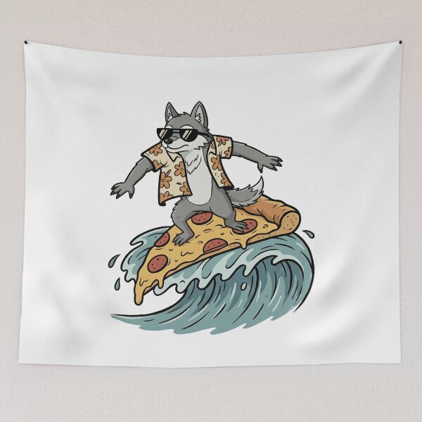 Item preview, Cool Surfing Wolf on Pizza Slice Wave designed and sold by k3rstman1.