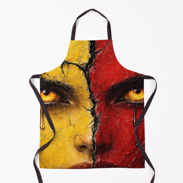 Item preview, Split Face Fire Portrait in Red and Gold designed and sold by Kaleidoscope Print.