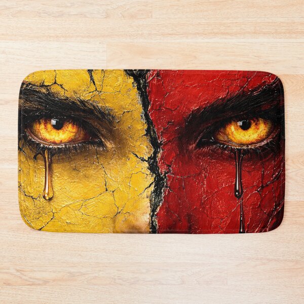 Item preview, Split Face Fire Portrait in Red and Gold designed and sold by Kaleidoscope Print.
