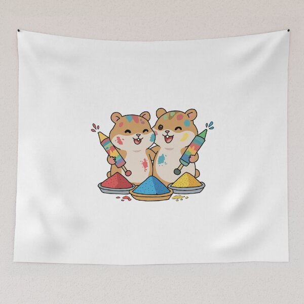 Item preview, Cute Hamsters Playing Holi – Color Festival Hamster Sticker designed and sold by pn_terest.