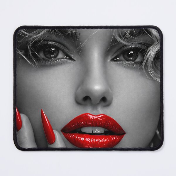 Item preview, Red Lips Black and White Glam Portrait designed and sold by Kaleidoscope Print.