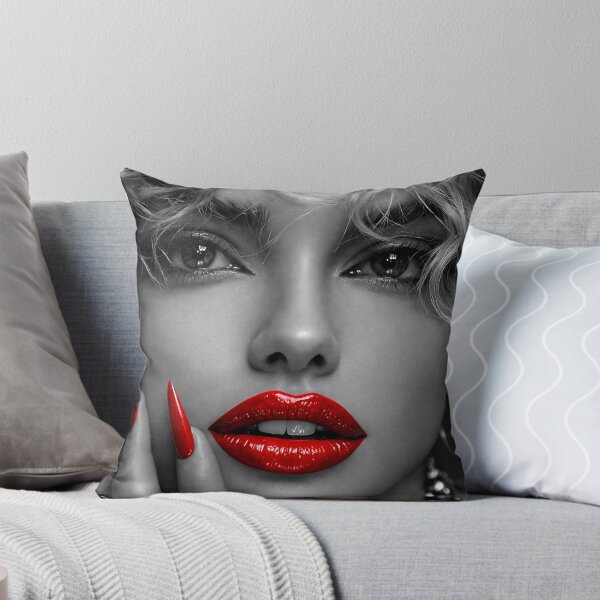 Item preview, Red Lips Black and White Glam Portrait designed and sold by Kaleidoscope Print.