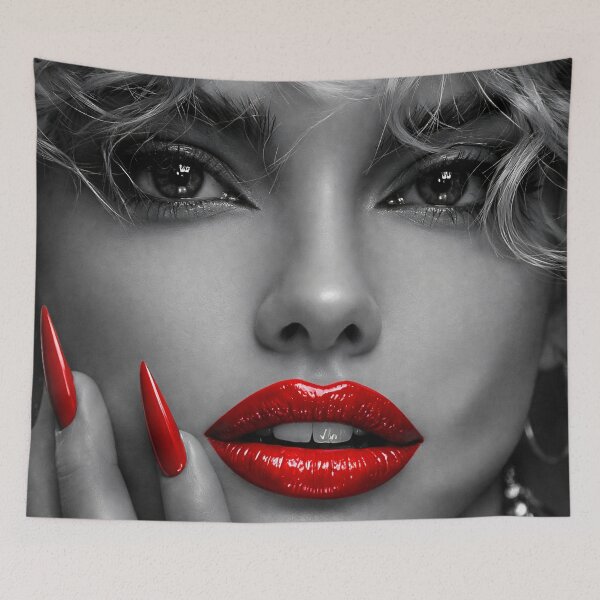Item preview, Red Lips Black and White Glam Portrait designed and sold by Kaleidoscope Print.
