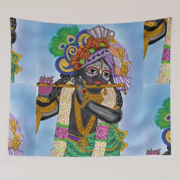 Item preview, Lord Krishna Digital Drawing – Divine Flute Playing God Art designed and sold by Harshit_Digital_Arts.