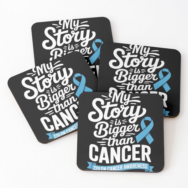 Item preview, My Story Is Bigger Than Cancer Colon Cancer Script Shirt Blue Ribbon Awareness Gift designed and sold by DarylWelsh2024.