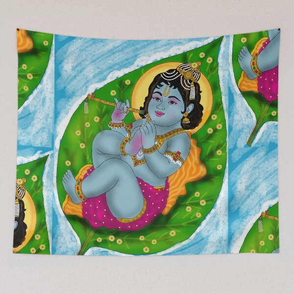Item preview, Cosmic Krishna Artwork – Hindu God Digital Sketch Design designed and sold by Harshit_Digital_Arts.
