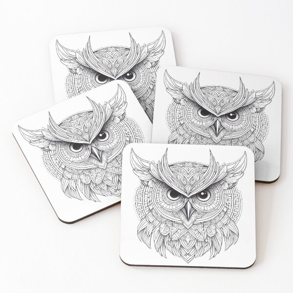 Item preview, Ornamental Owl Line Art - 3 designed and sold by RELAX STATION.