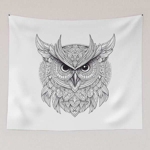 Item preview, Ornamental Owl Line Art - 3 designed and sold by RELAX STATION.