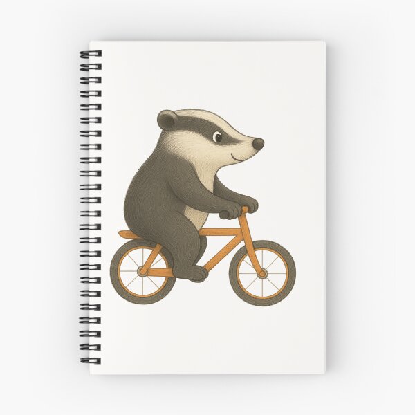 Item preview, Badger on a Bike – Charming Woodland Notebook Gift designed and sold by FunscapeHQ.