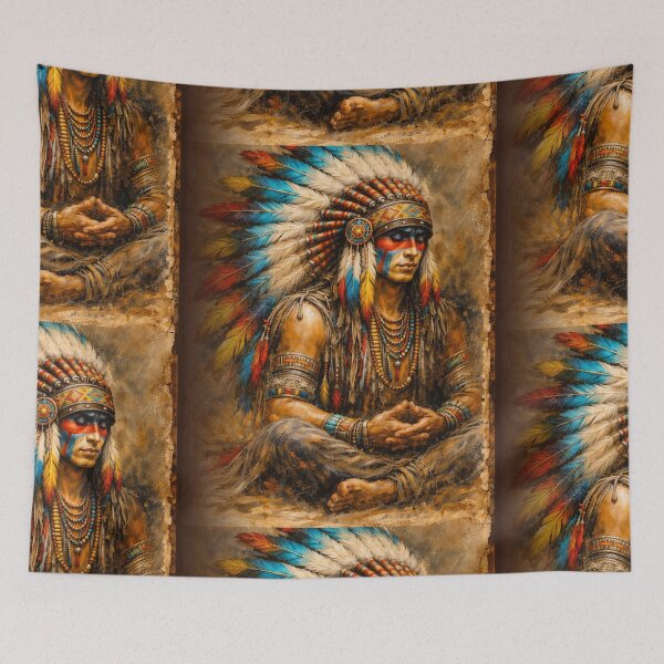 Item preview, Sacred Tribal Meditation, Oil Painting of the Native Spirit designed and sold by JuandiArt7.