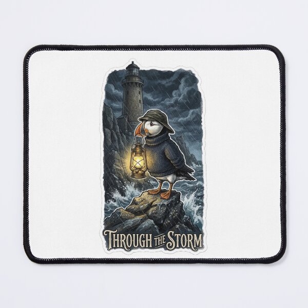 Item preview, Victorian Puffin Lighthouse Keeper - Gritty Nautical Art designed and sold by HiruK.