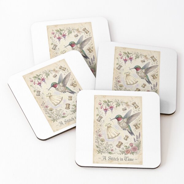 Item preview, Victorian Hummingbird Seamstress - Vintage Botanical Fashion designed and sold by HiruK.