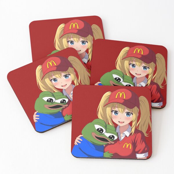 Item preview, Cute Anime McDonalds Girl Hugging Pepe Meme designed and sold by Peac7e.
