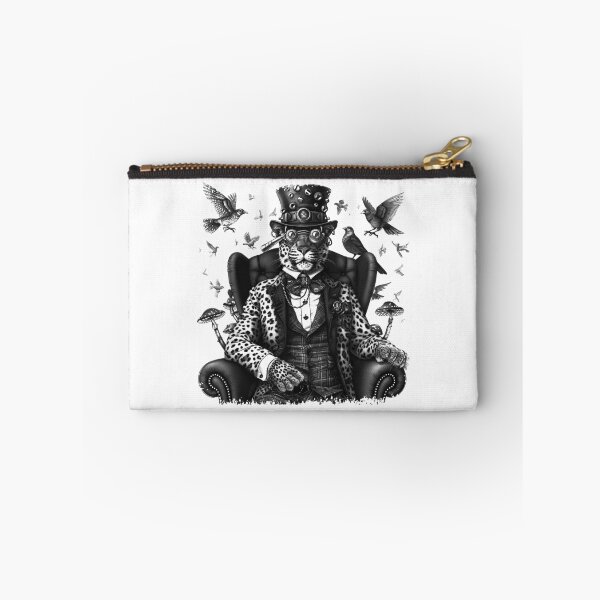 Item preview, Steampunk Leopard Gentleman - Black and White Victorian Animal Portrait  designed and sold by inkoutninja.