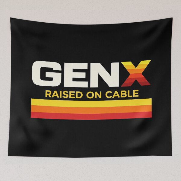 Item preview, Gen X – Raised on Cable | Retro 80s 90s Vintage Sunset Stripe Gen X TV Culture designed and sold by DiamondSkyShirt.