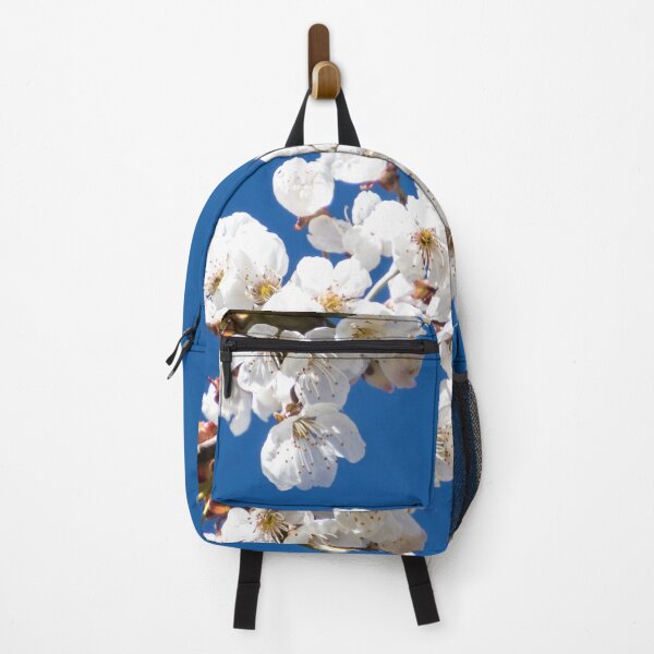 Item preview, White cherry blossoms in spring – flowering branch against a blue sky | Nature photography designed and sold by Katja LebenFreude.