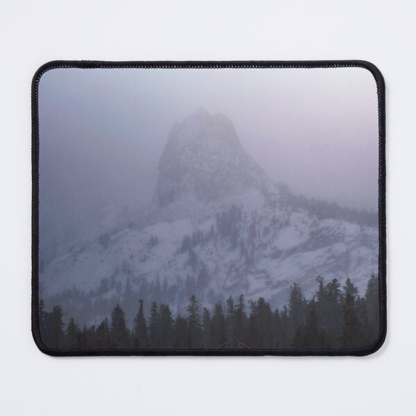 Item preview, Misty Snow Covered Mountain Rising Above Forest designed and sold by TheHikersEye.