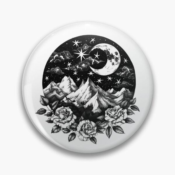 Artikelvorschau, Rosen im Mondlicht – Schwarz-Weiß-Kunstwerk über die Himmelslandschaft entworfen und verkauft von inkoutninja.