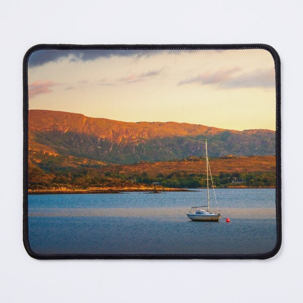 Item preview, Sailboat on Calm Lake at Sunset with Mountain Reflections designed and sold by TheHikersEye.