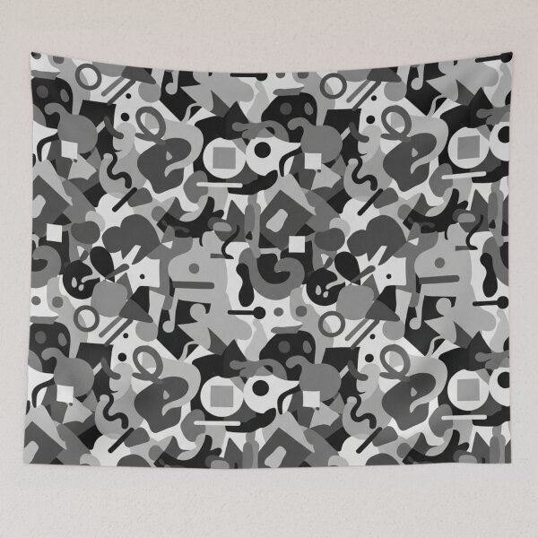 Item preview, Modern Monochrome Abstract Shapes Seamless All-Over Print designed and sold by Chaotic-Treasures.