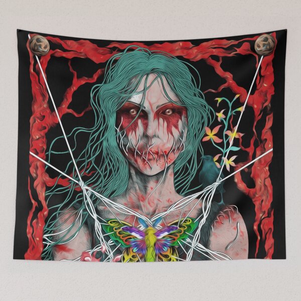 Item preview, Surreal Horror Art - Macabre Gothic Woman with Pentagram & Butterfly designed and sold by yuvimaginaria.