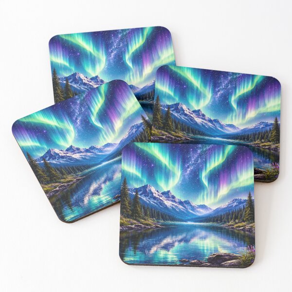 Item preview, Northern Lights Over Mountains Aurora Borealis designed and sold by Myra365Art.