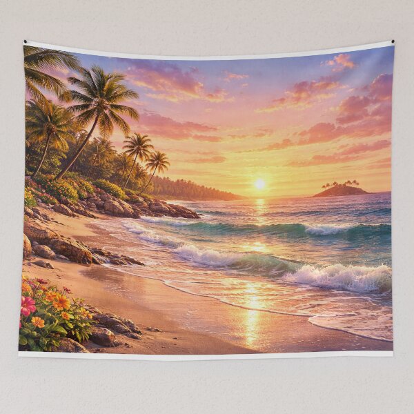 Item preview, Tropical Beach Sunset Ocean Waves Coastal designed and sold by Myra365Art.