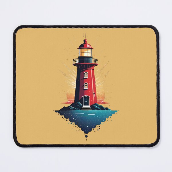 Item preview, Majestic Red Lighthouse at Night Graphic Art designed and sold by AlxVel.